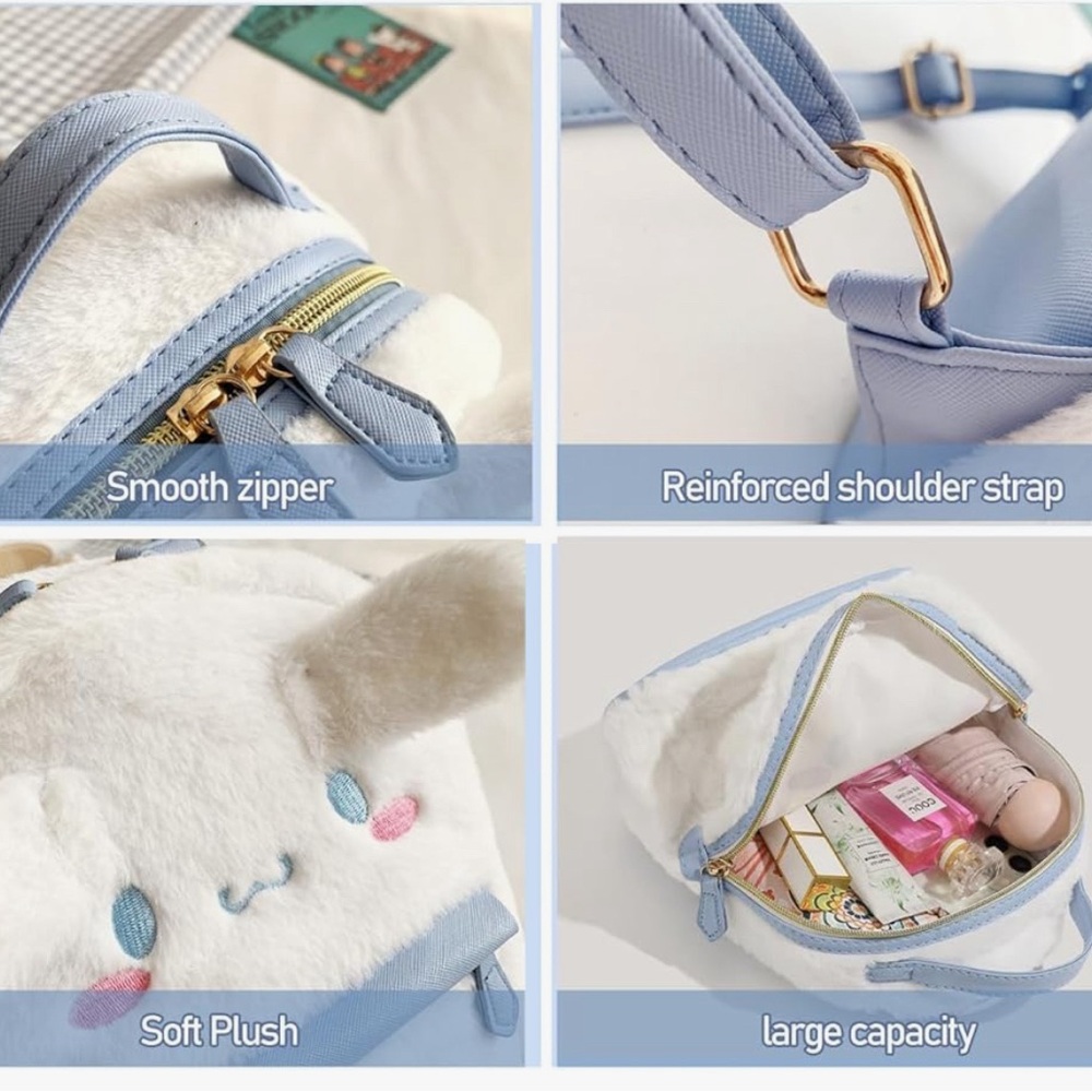 Cinnamoroll plushy, backpack, bag, kids, blue and white - Picture 5 of 7